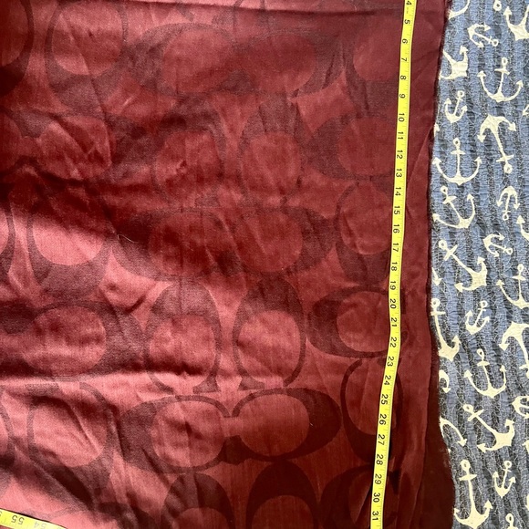 Coach Jacquard Maroon Signature Oversize Scarf Silk Wool - Picture 11 of 11
